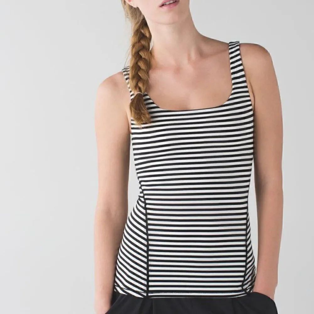 Lululemon Amala Tank Narrow Bold Stripe Black Angel Wing